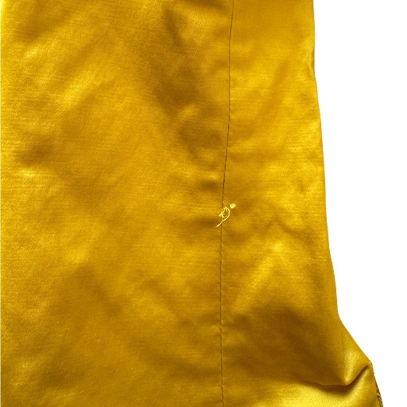 Women's Lafayette 148 Mustard Button-Up Blouse Jacket Size 6 Satin 3/4 Sleeve - Picture 6 of 8